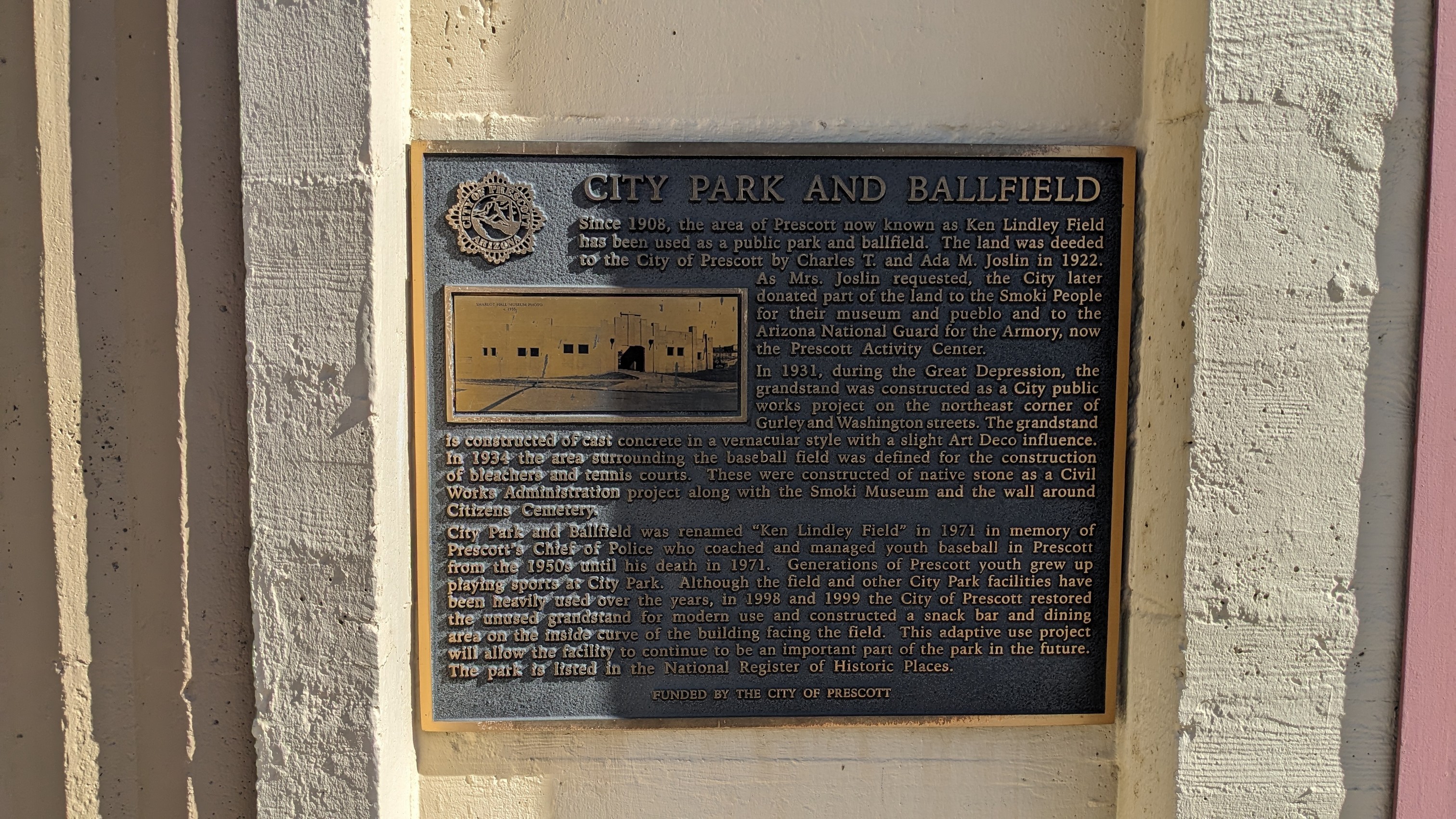 Grandstand Plaque